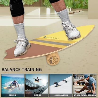 Balance Board Trainer – 10-Layer Wooden with Non-Slip Fish Tail