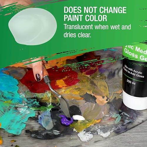 U.S. Art Supply Clear Acrylic Gel Medium Gloss, 200ml - (6.7 Ounce) Tube - Increase Gloss, Viscosity & Transparency for Acrylic Paints - size: 6.76 Fl Oz (Pack of 1)