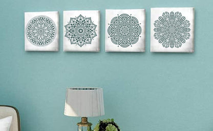 11 Pc Large Mandala Stencils for Painting - Stencils for Crafts Reusable for Floors, Tile & Wood - Rangoli Stencil -Wall Stencils for Painting Large Pattern - Paint Stencil Template 12 inch & 6 inch