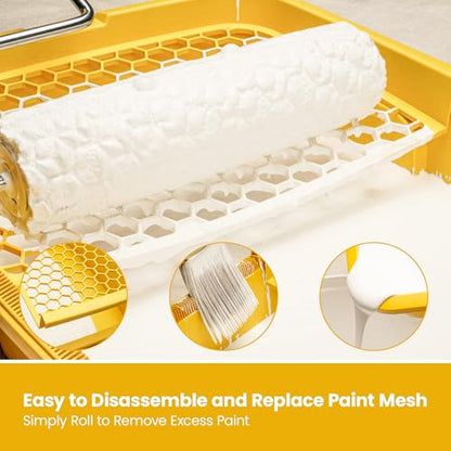 Voomey Professional Paint Roller Kit 22 Pcs, 9-Inch Upgraded Paint Roller with Super Coverage Effect, Paint Brush, Paint Roller Tray,Paint Kit for House Painting - style: 22pcs paint roller kit