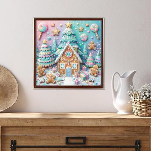 Shouruihua Quirky Gingerbread House & Candyland Diamond Art Kits | Candy House, Gem Art, Diamond Dotz Kits, Diamond Dots, Full Round Drill Diamond Painting Kits for Adults, 11.8x11.8 in - color: Candyland