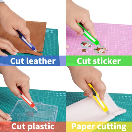DIYSELF 8 Pack Box Cutter Retractable Utility Knife, 9mm Wide Blade | Box Cutters Bulk for Cardboard, Packages, Paper, Snap-Off Blades Razor Knife, Navajas para Trabajo, Disposable Box Opener - style: 8 Pack