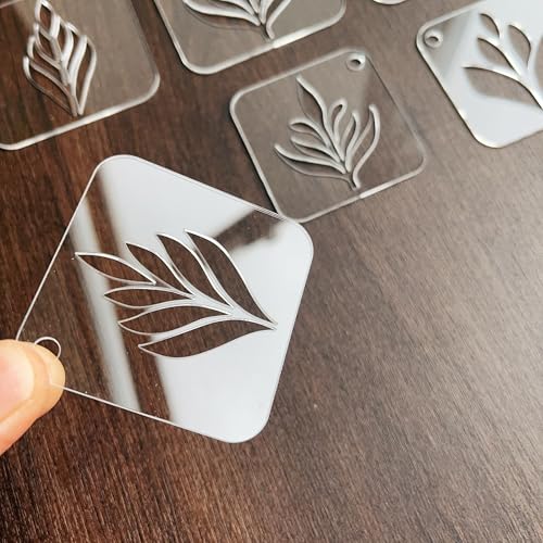 NUO RUI Mandala Stencil Set, 15 Clear Acrylic Stencils, 5 Assorted Designs, 3 Sizes, Reusable and Washable, for Dot Art and Painting (Pattern 3)