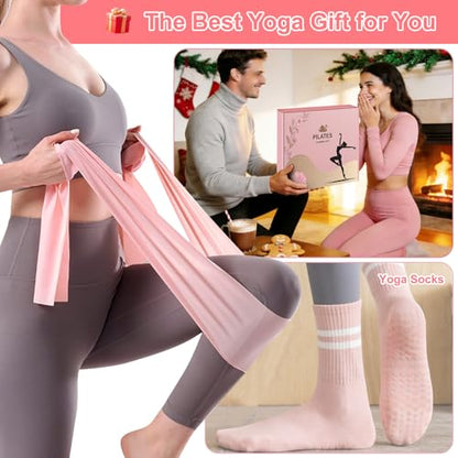 Pilates Equipment Set for Women, Pilates Ring and Ball Set with 15" Magic Circle & Resistance Bands, Perfect Mother's Day Gift for Home Workout, Ideal for Beginners and Yogis