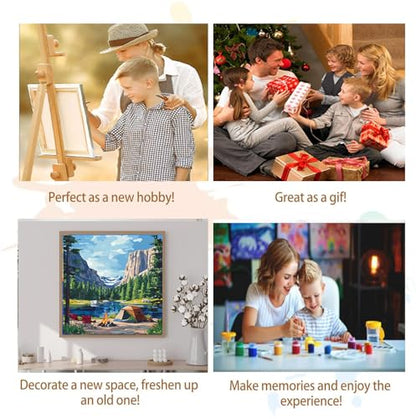 Artunion Framed Paint by Numbers Kit for Adults Beginners & Kids Ages 8-12,Camping National Parks Paint by Number with Frame,Landscape Paint by Numbers Kit on Canvas 10 * 10 Inch Without Easel - color: ZXT-270-F