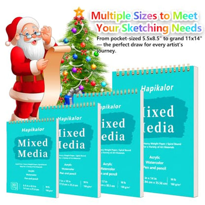 Mixed Media Sketchbook 9"x12" Multimedia Sketchbook, 30 Sheets Sketch Book | Top Spiral Bound Sketch Book, 98lb/160gsm Mixed Media Paper, Watercolor Paper Sketch Pads for Drawing, Painting, Art Supplies - size: 9" x 12"