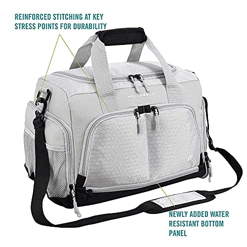 Ultimate Gym Bag 2.0: The Durable Crowdsource Designed Duffel Bag with 10 Optimal Compartments Including Water Resistant Pouch - color: Silver, size: Medium (20")