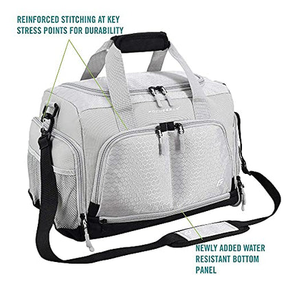 Ultimate Gym Bag 2.0: The Durable Crowdsource Designed Duffel Bag with 10 Optimal Compartments Including Water Resistant Pouch - color: Silver, size: Medium (20")