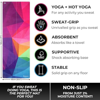 Plyopic All In One Yoga Mat | Luxury Sweat-Grip Mat/Towel Combo | Ideal for Yoga, Hot Yoga, Bikram, Pilates, Workout & Exercise | Eco-Friendly Natural Rubber - color: Neometric