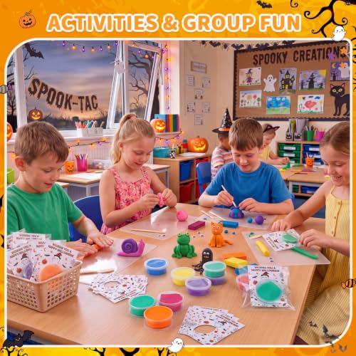 VioraWhite 48 Pcs Happy Halloween Air Dry Clay Set with Card and Gift Bags DIY Magic Gifts Clay Model Arts and Crafts Gift Graduation Party Favors Prizes for Kids Students Children Classroom - style: Happy Halloween