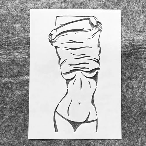 TIAMECH A4 Reusable Sexy Bikini Girl Stencil for Painting | Changing Clothes Layering Template, DIY Wall Art, Wood Furniture, Scrapbook & Crafts (8.3x11.7inch) - style: Sexy Bikini Girl