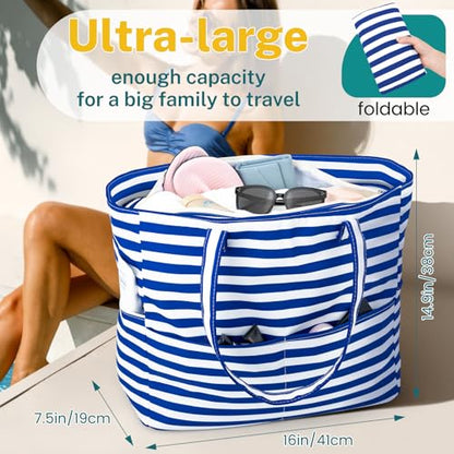 Iioscre Beach Bag for Women, Causal Hobo Handbags with Zipper Inner Pocket - color: Dark Blue