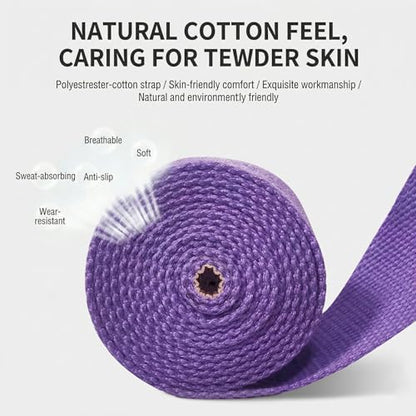 Stretching Strap Yoga Strap Physical Therapy for Home Workout, Exercise, Pilates and Gymnastics, 72 inches，Non-Elastic Stretch Bands for Women & Men - color: Purple