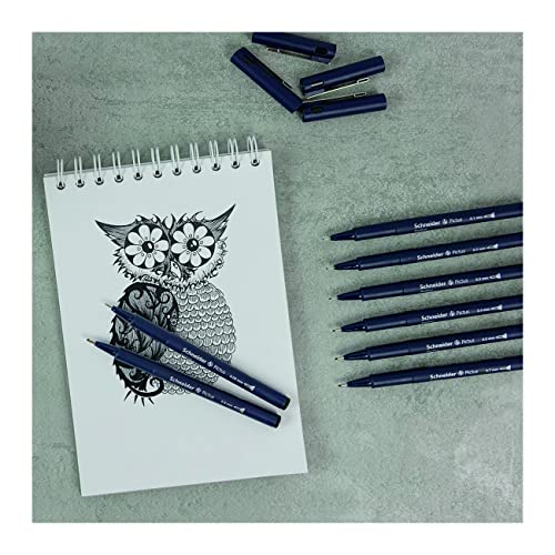 Schneider Pictus Fineliner, Wallet, x3, Assorted Sizes, Black Ink (197593)