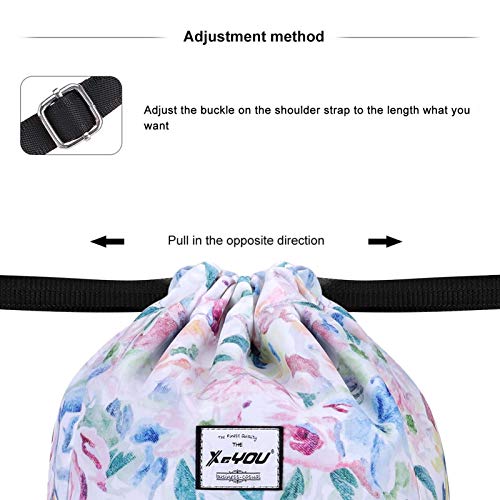 XEYOU Drawstring Backpack Bag Sport Gym Sackpack Beach Cinch Bag | Lightweight Swimming Bag, Water-Resistant Fabric, Travel Daypack for Women and Men - color: Oil Painting Flowers