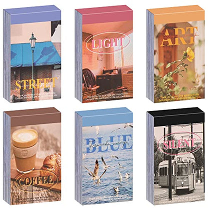 6 Sets 300 Pcs Washi Stickers Book for Journaling, Daily Scenery Life Stuff Travel Sricker Vintage Aesthetic Fashion Scrapbook Stickers Set for Bullet Journal Art Diary Craft Gifts Planner Notebook - style: Fashion Art Style