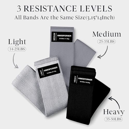 HIMESPORNER Wide Fabric Resistance Bands for Working Out 3 Level - color: Grey and Black