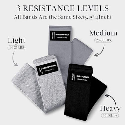 HIMESPORNER Wide Fabric Resistance Bands for Working Out 3 Level - color: Grey and Black