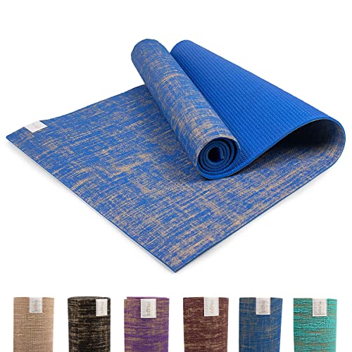 Myga Jute Yoga Mat, High Performance Vegan Floor Exercise Mat, Eco Friendly Biodegradable Yoga Mat with PVC Backing,72" x 24", 0.2" Thickness - color: Blue
