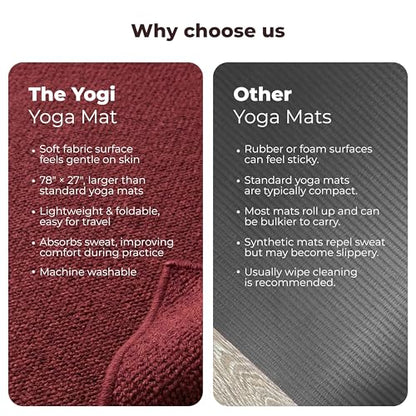 Live Well 360 Handmade Organic Cotton Yoga Mat - Non-Toxic, Chemical-free and All Natural Cloth Yoga Mat - Exercise, Workout, & Fitness Rug - Woven Material - Absorbent & Washable - 78" x 27" - color: Maroon