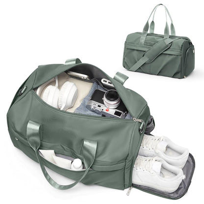 Gym Bag for Women with Shoe Compartment, Sport Travel Duffel Bag for Men - color: Green