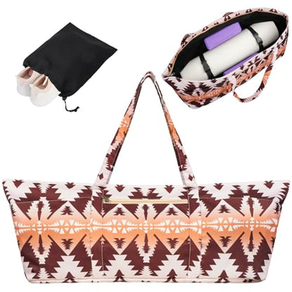 Yoga Mat Bag Yoga Mat Carrier with Shoes Compartment & Wet Pocket Pilates Bag with Zipper Pockets & Yoga Mat Holder Strap Yoga Bags and Carriers Fits All Your Stuff - color: Boho Camel