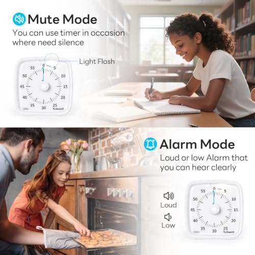 Yunbaoit Visual Timer with Night Light, 60 Minute Countdown, Light White - color: Light White
