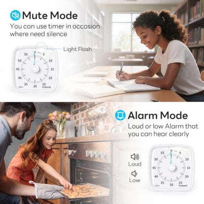 Yunbaoit Visual Timer with Night Light, 60 Minute Countdown, Light White - color: Light White