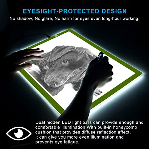 A3 Copy Light Board Tracing Box, Ultra-Thin Adjustable Drawing Tablet USB Power Artcraft LED Tracer Light Pad for Diamond Art Painting Accessories, Sketching, Animation, Quilting, Stenciling (Green) - color: GREEN, size: 02 - A3