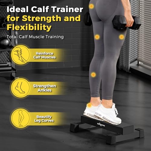 Upgraded Calf Raise Bar for Home Gym Workouts, Standing Calf Raise Machine for Calf Stretching, Squating, Foot Stretching, Anti-Slip Solid Calf Block, Ankle Calf Stretcher. - color: Black