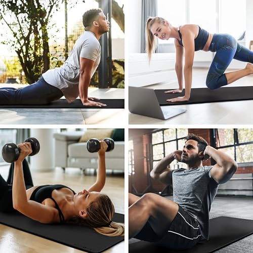 MICRODRY Multi-Purpose Fitness Mat, Cushioned & Non-Slip Foam for Yoga, Pilates, HIIT, Skid-Resistant and Tear-Resistant, 24"x72" with Carry Strap - color: Black