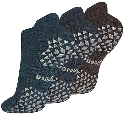 Hylaea Unisex Non Slip Socks with Grip for Yoga, Hospital, Pilates, Barre | Ankle, Cushioned | Breathable Cotton, Thick Cushioned Sole, Anti-Slip, Ankle Protection, Men Women, Ideal for Yoga, Barre, Hospital & Home Use - color: 1. Dark Green Dark Grey Cof