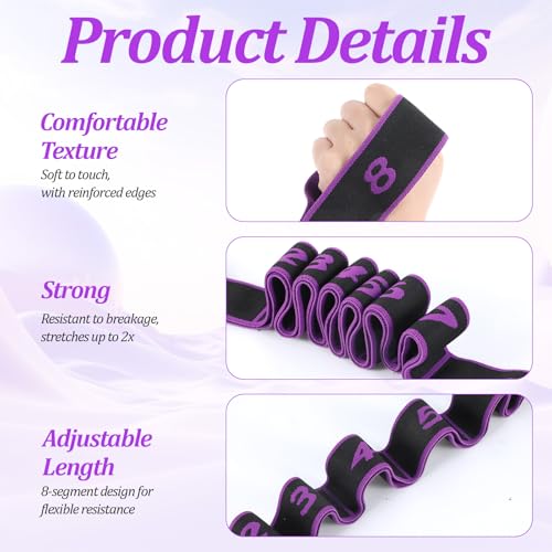2 Pcs Fitness Resistance Band for Stretching and Yoga, Number Stretch Resistance Band with Clear Markings, 8-Section Elastic Training Bands for Full Body Stretching Shaping