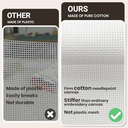 Needlepoint Blank Canvas 18 Mesh 19"x17" White, Rolled Crease-Free | 100% Pure Cotton, Rolled to Avoid Creases for Cross Stitch, Embroidery & DIY Crafts