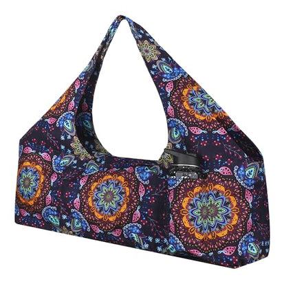 Large Yoga Mat Bag Yoga Bags and Carriers Fits All You Stuff Yoga Tote Bag with Yoga Mat Strap, Elastic Pockets and Zipper Pockets - color: purple yellow