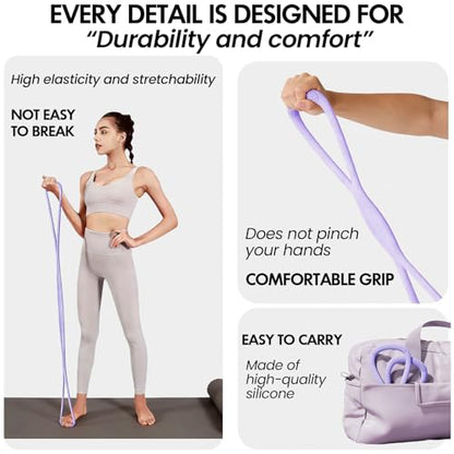 Figure 8 Resistance Band, Figure 8 Resistance Bands for Women Men,Resistance Band Figure for Working Out, Non-Slip Handles, Home Gym, Yoga & Physical Therapy - color: 15lb Purple + 25lb Gray