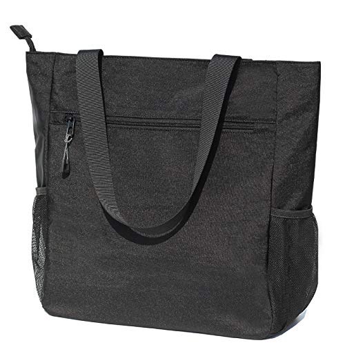 ESVAN Original Floral Water Resistant Large Tote Bag Shoulder Bag for Gym Beach Travel Daily Bags Upgraded - color: [S] Black