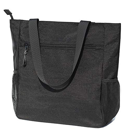 ESVAN Original Floral Water Resistant Large Tote Bag Shoulder Bag for Gym Beach Travel Daily Bags Upgraded - color: [S] Black