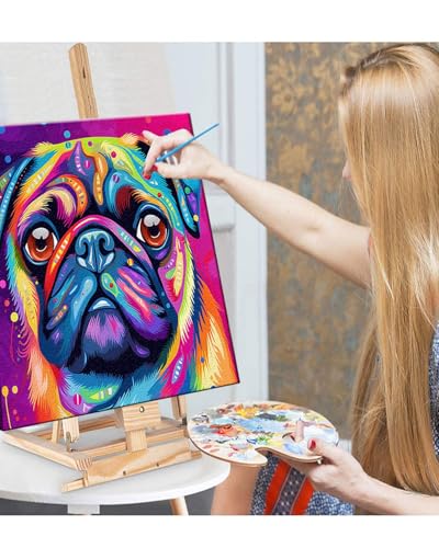 Blissroot Framed Paint by Numbers Kit for Adults Beginner&Kids Ages 8-12, 12x12inch Pitbull Dog Paint by Numbers with Frame, Large Dogs Paint by Number Framed Canvas (Without Easel) - color: BR022F, size: 12"x12"