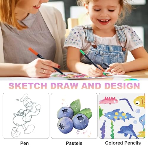 Sketch Book, 8”X11.5” 100 Pages(110gsm), Spiral Bound Artist Sketch Pad, Durable Acid Free Sketchbook for Painting, Sketching or Doodling, Best Gifts for Drawing Boys and Girls, White