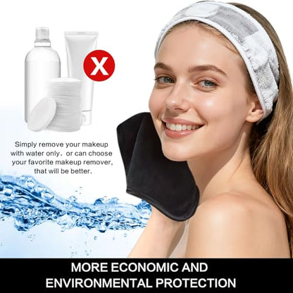 SINLAND Microfiber Facial Cloths Fast Drying Washcloth 8inch x 8inch Absorbent Face Wash Cloth Soft Makeup Remover Cloths - color: Black(8x8inch), size: 1 Count (Pack of 6)