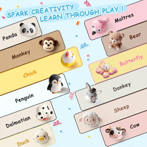 CLYMENE Air Dry Clay Kit for Kids, 12 Animals Modeling Clay with Accessory | Pre-portioned Clay, Includes Tools and Tutorials, Arts and Crafts Creative Toys, Boys and Girls, Ages 3+