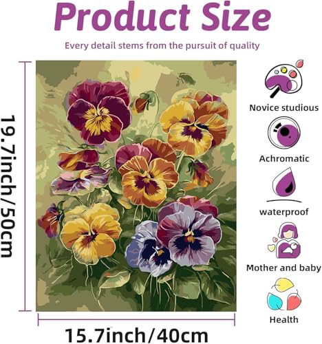 Ekuxom Flowers Paint by Numbers Kit for Adults | DIY Acrylic Paints Art for Home Decor Gift 16x20 Inch（Without Frame） - color: Flowers-2