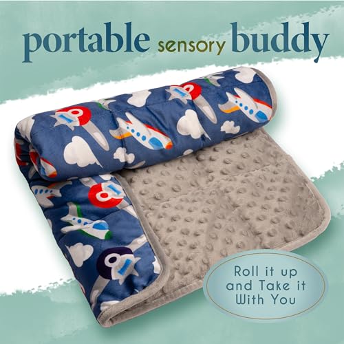 Florensi Weighted Lap Pad 20 x 23 in 7 lb Blue Minky Sensory Blanket - size: 7lb