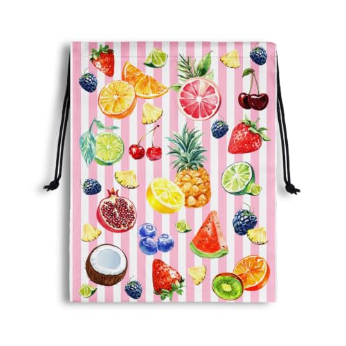 Fruit Drawstring Bag Portable Storage Pouch for Cloth Shoes Party Fitness - color: Fruit Colorful, size: 18"(H)*14"(W)