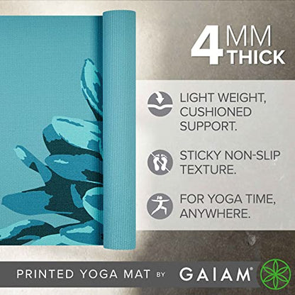 Gaiam Yoga Mat Classic Print, 4mm Non-Slip Mat - color: Vibrant Flourish