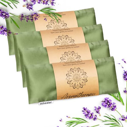 Hihealer Lavender Eye Pillow for Sleeping, Weighted Eye Mask for Spa, Yoga - color: Green 4 Pack