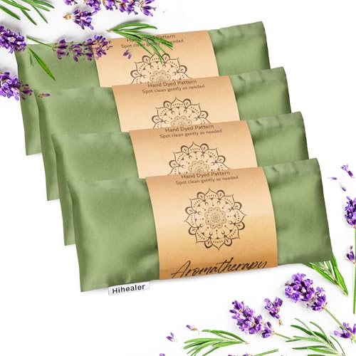 Hihealer Lavender Eye Pillow for Sleeping, Weighted Eye Mask for Spa, Yoga - color: Green 4 Pack