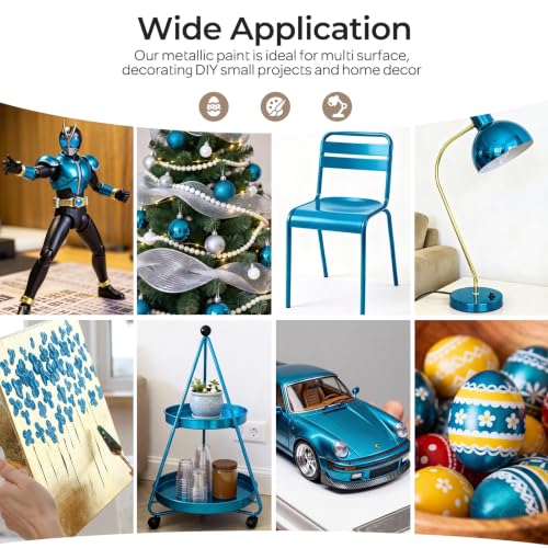 Nicpro Metallic Turquoise Acrylic Paint, 8.45oz/250ml Blue Craft Paint | Large, Non Toxic, Non Fading for Metal Wood Clay Fabric Canvas, Ceramic, Furniture, Handcrafts - color: Metallic Turquoise, size: 8.45 Fl Oz (Pack of 1)