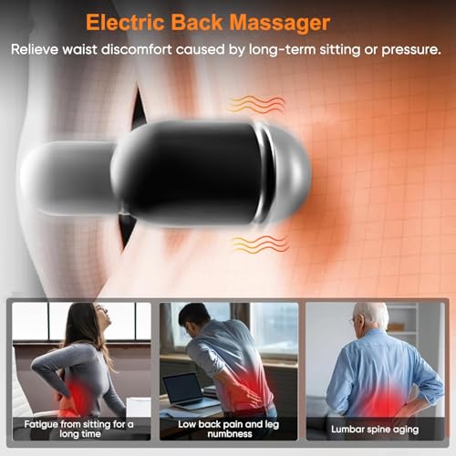 3 in 1 Back Massager, Electric Lumbar Support Pillow Heat Vibration Massage Lower Back Spine Decompression Device, Dark Gray - color: Dark Grey